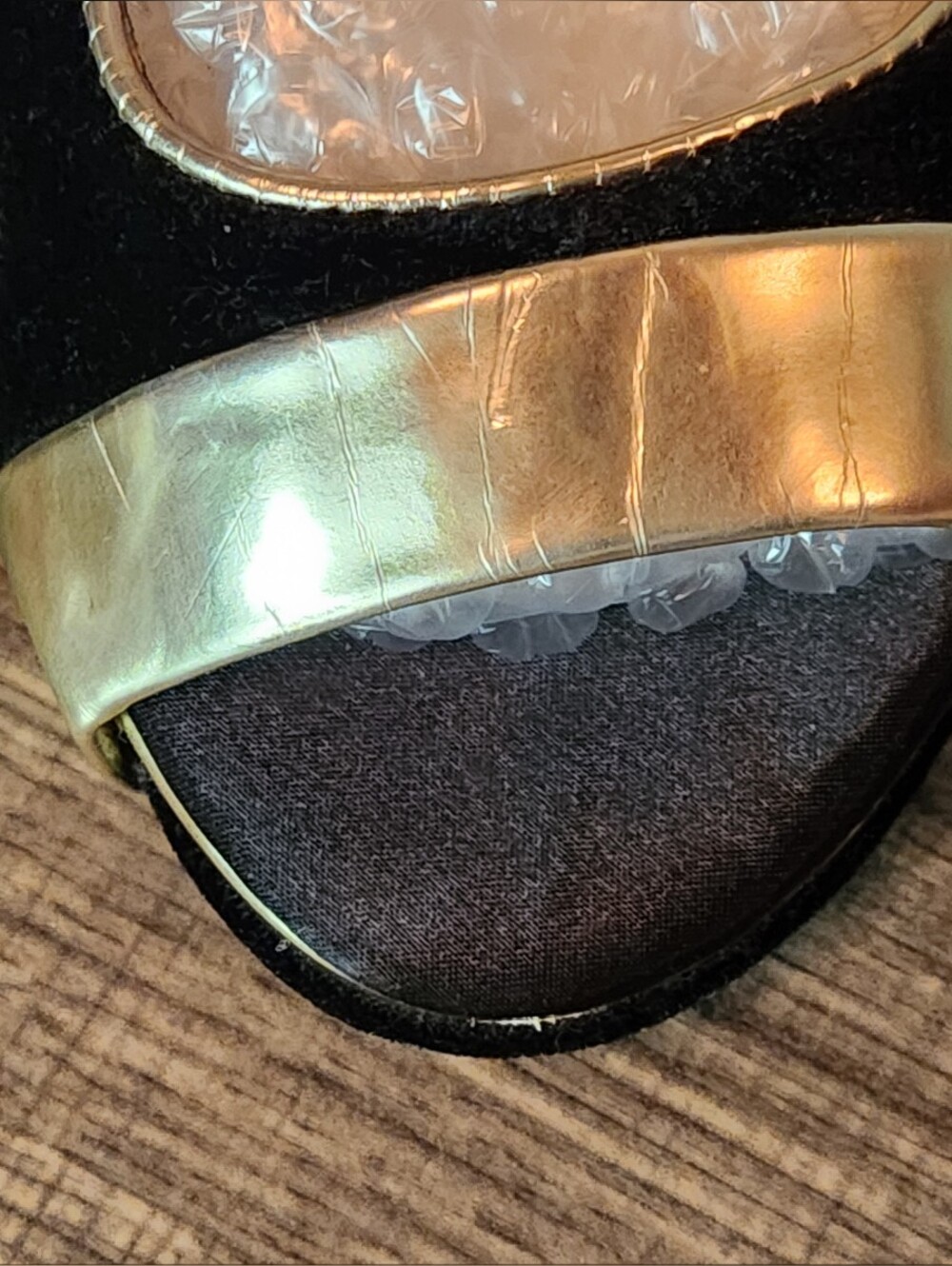 N By Nicole Miller Black Velvet & Gold Tone Platform Ankle-Strap Heels Size 8 - Picture 8 of 16